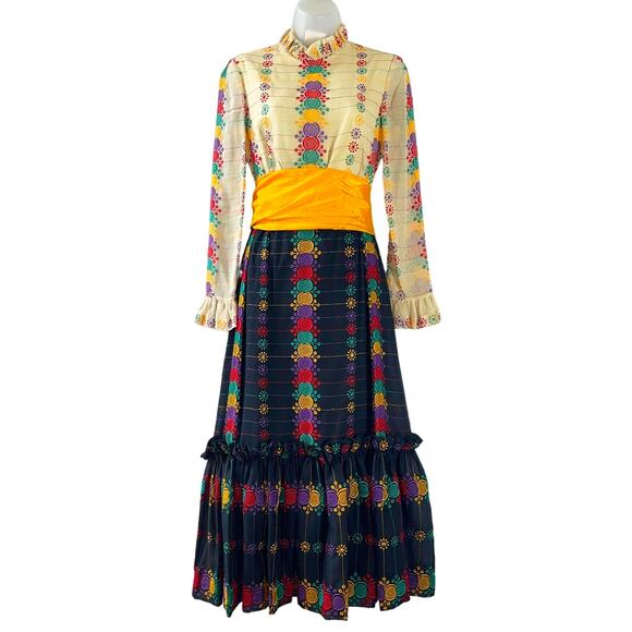 No Label Dresses & Skirts - VINTAGE 70's Deadstock Hippie Flower Power Haight-Ashbury Style Midi Dress Sz S